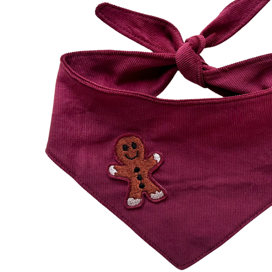 Hundehalstuch Cord bordeaux Pfefferkuchenmann