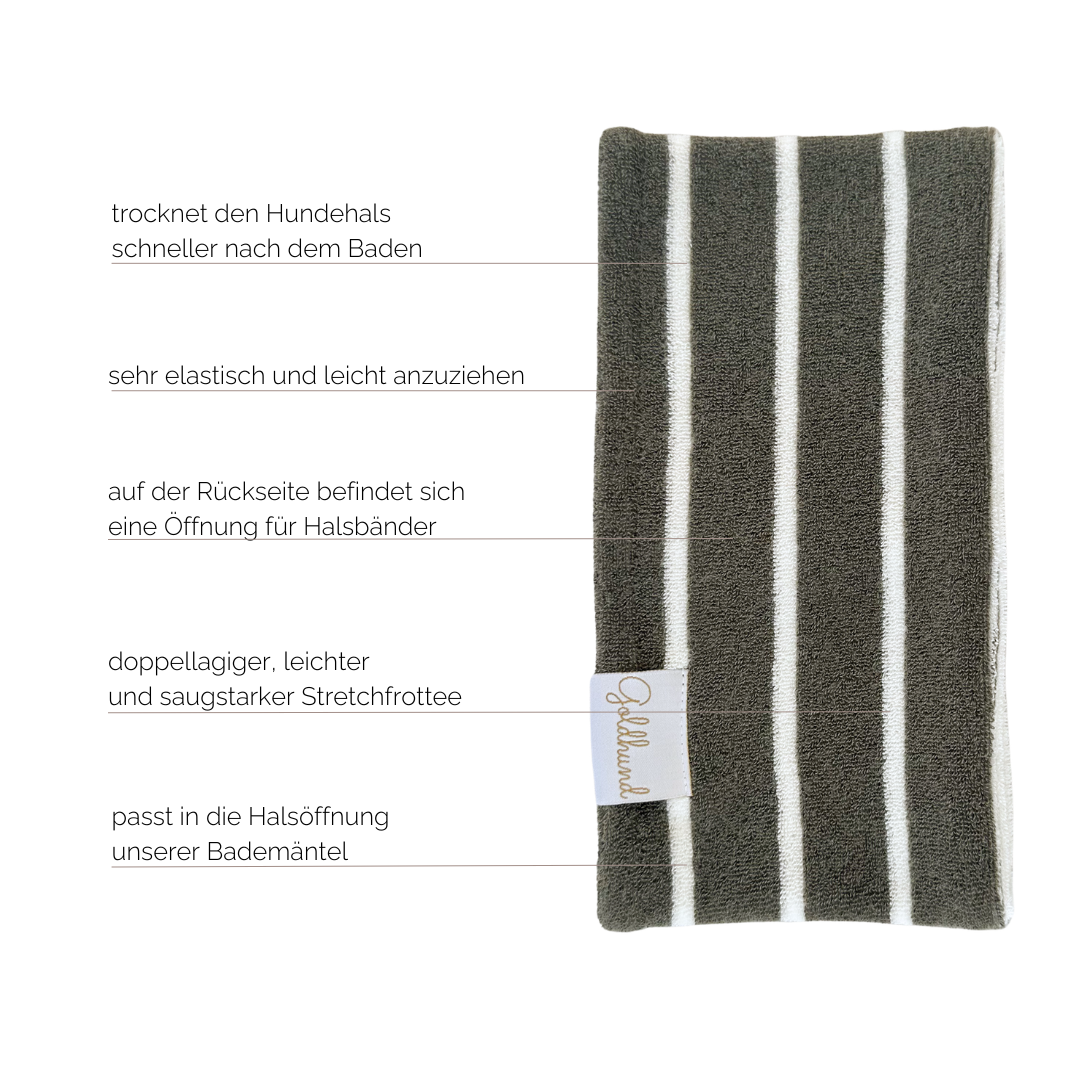 Hundeloop Frottee dry stripes moos